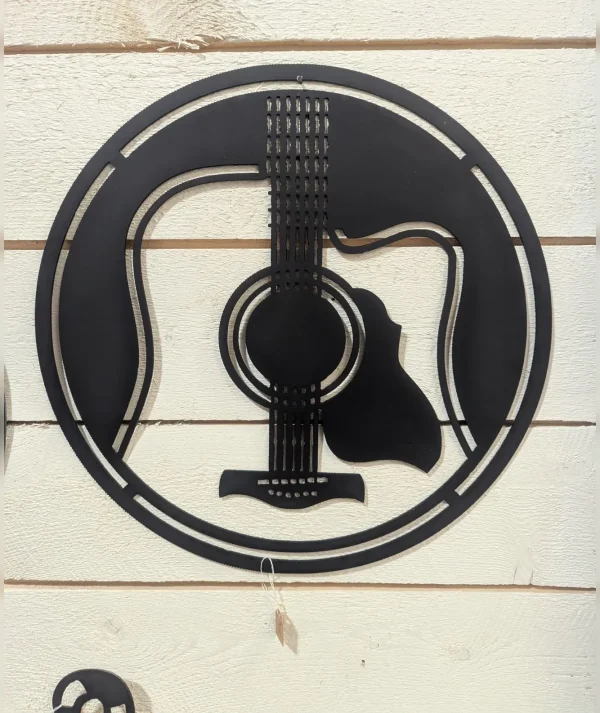 Guitar Body inside Guitar Pick Wall Art Painted Black Home Décor